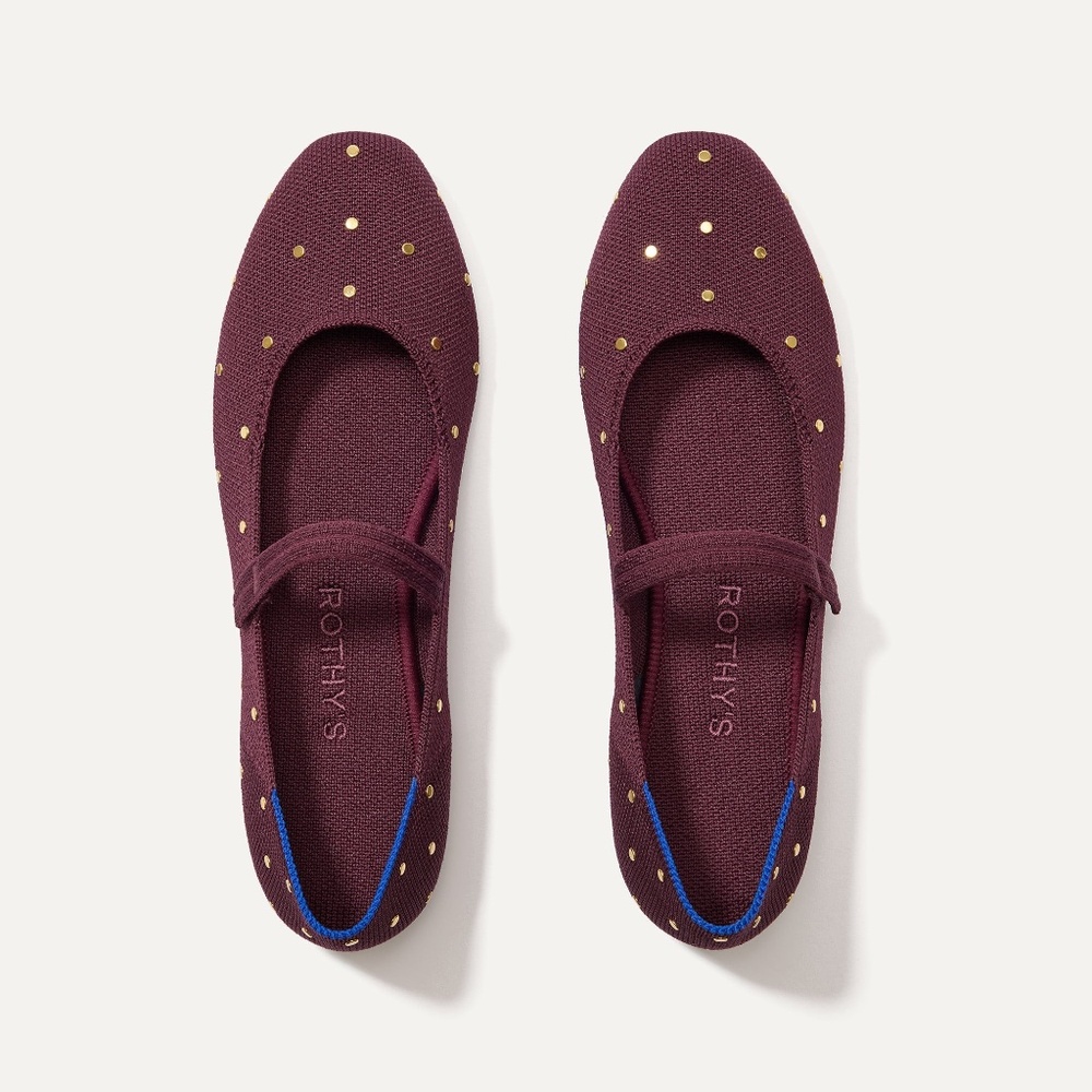 Rothy's The Square Mary Jane - Studded Syrah Size 9.5